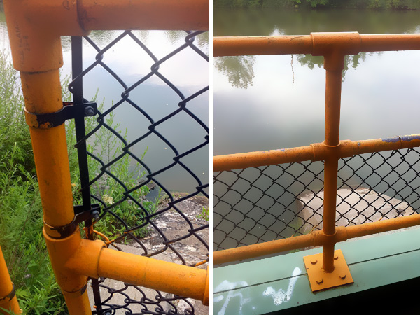 新百建栏杆表面虽然略有掉漆,但是没有锈迹